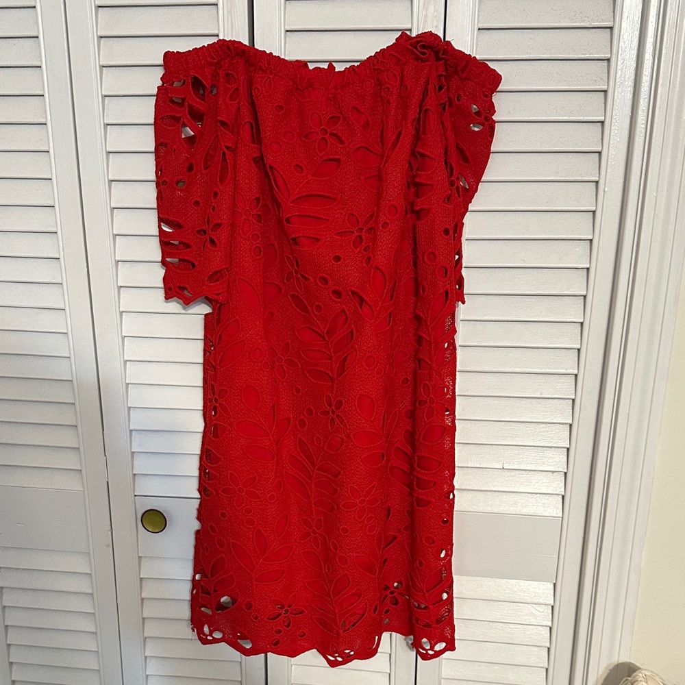 Gianni Bini Strapless Red Lace Dress